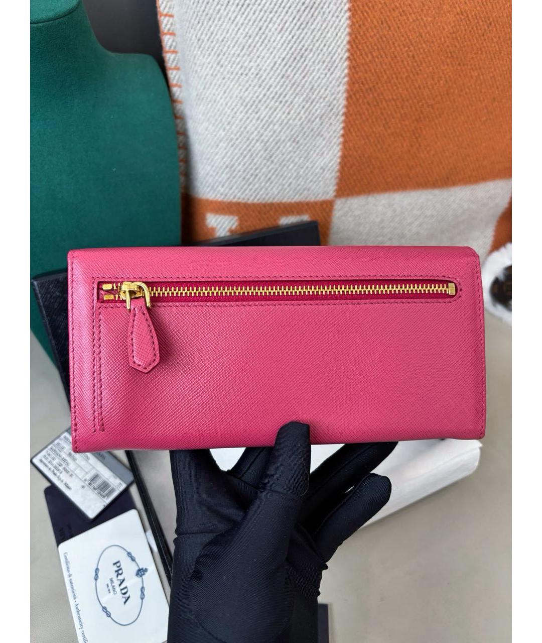 PRADA Розовый кожаный кошелек, фото 3