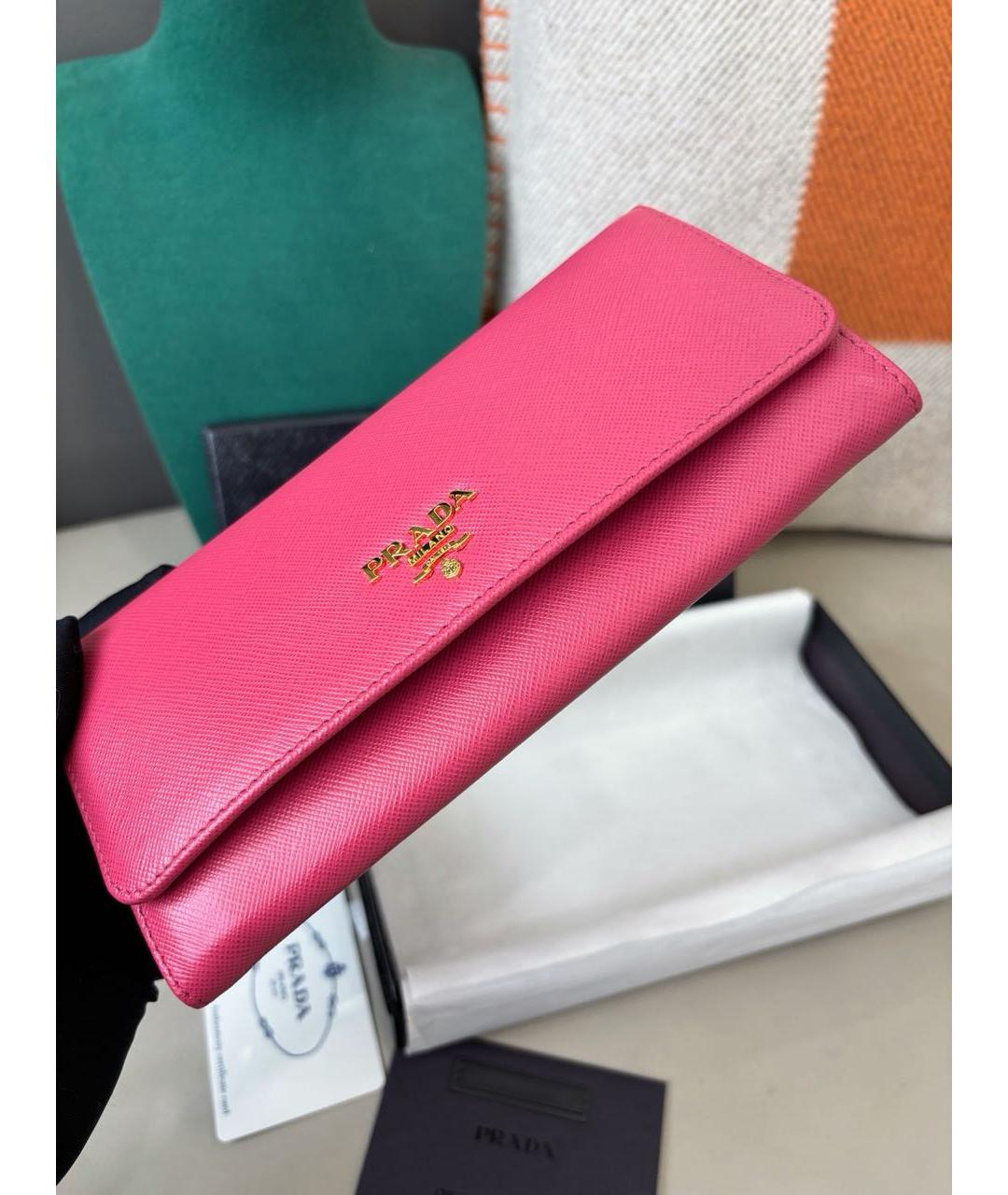 PRADA Розовый кожаный кошелек, фото 5