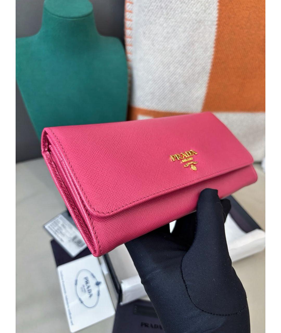 PRADA Розовый кожаный кошелек, фото 4