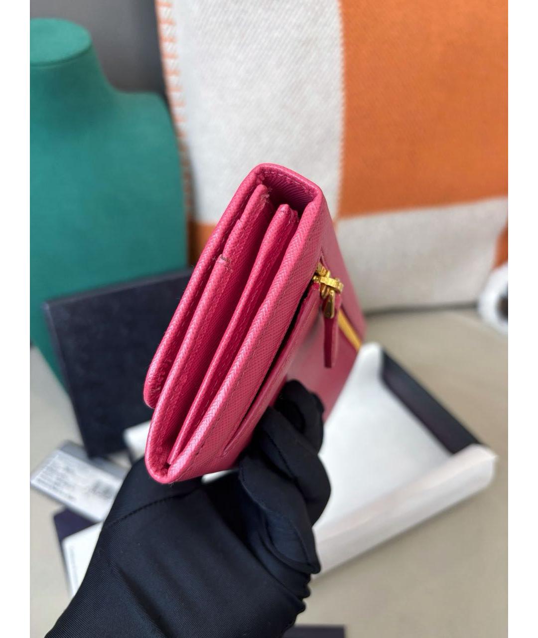 PRADA Розовый кожаный кошелек, фото 6