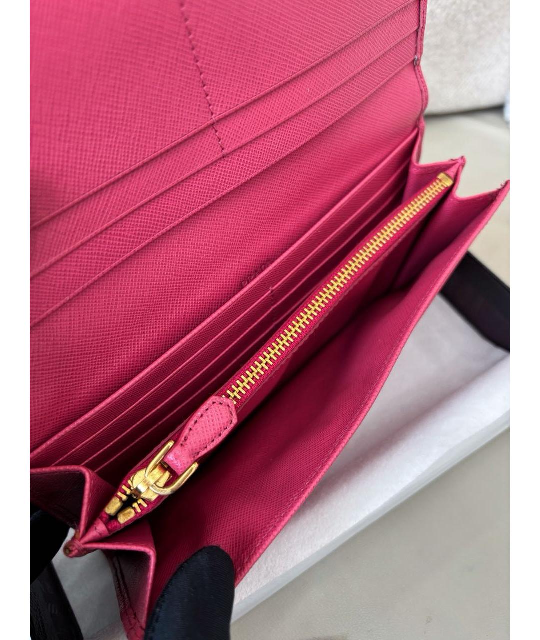 PRADA Розовый кожаный кошелек, фото 8
