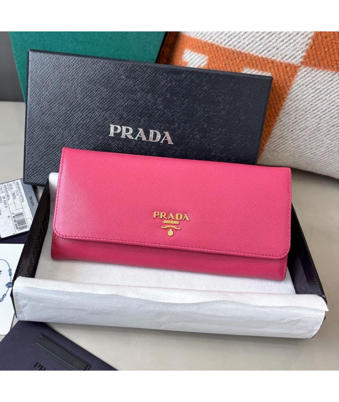 PRADA Розовый кожаный кошелек, фото 2