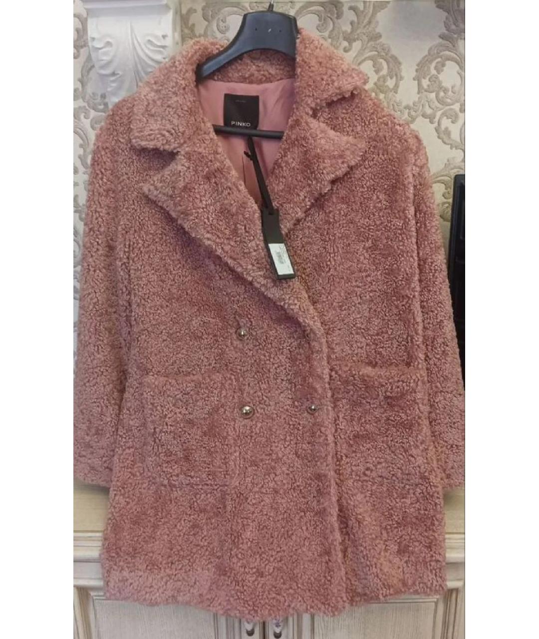 PINKO Розовая полиэстеровая шуба, фото 7