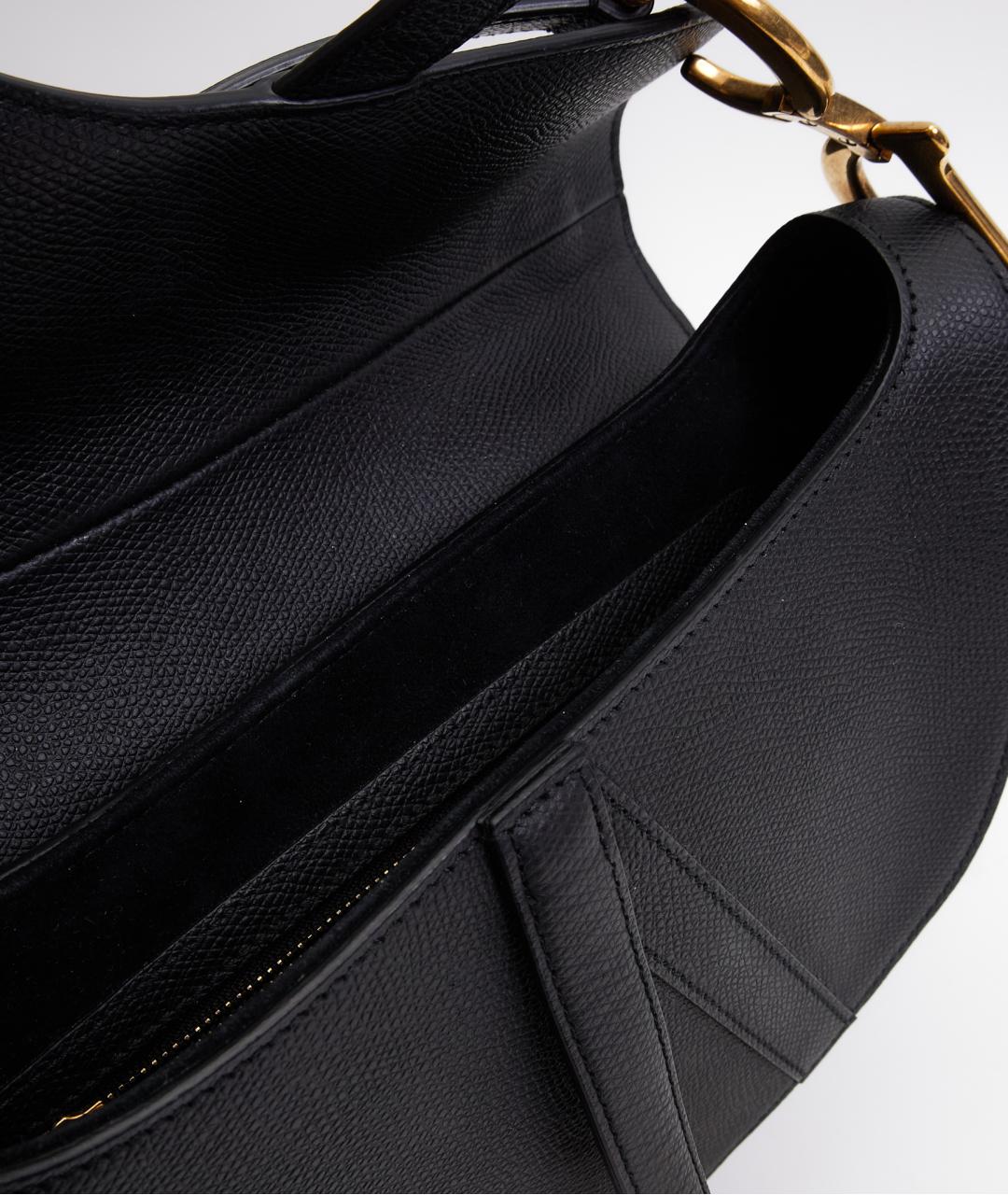 CHRISTIAN DIOR Черная кожаная сумка с короткими ручками, фото 6