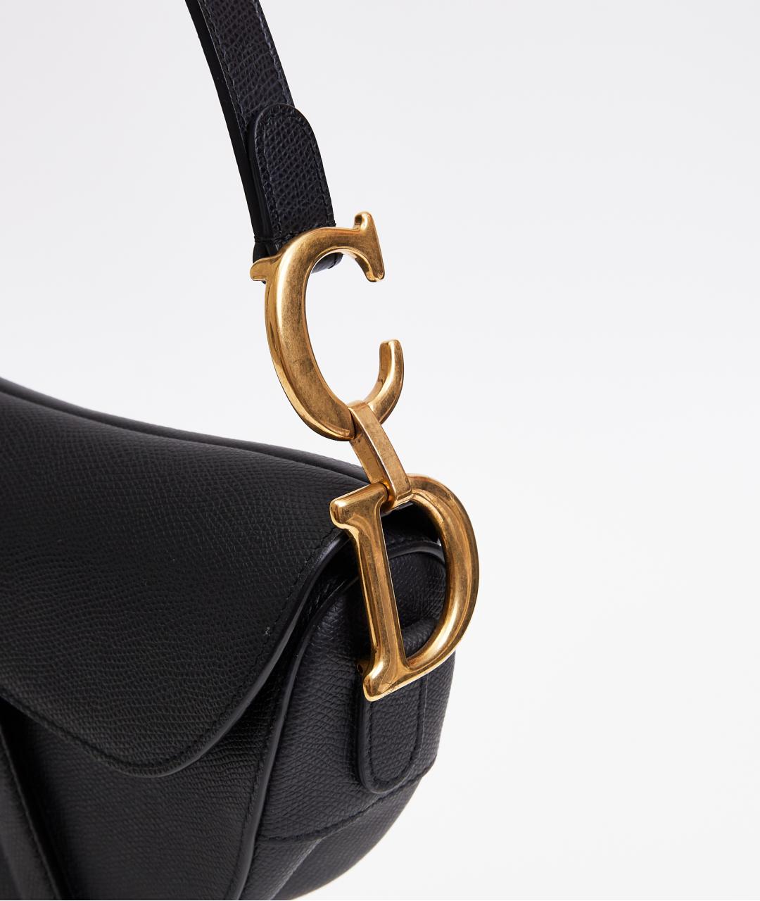 CHRISTIAN DIOR Черная кожаная сумка с короткими ручками, фото 3