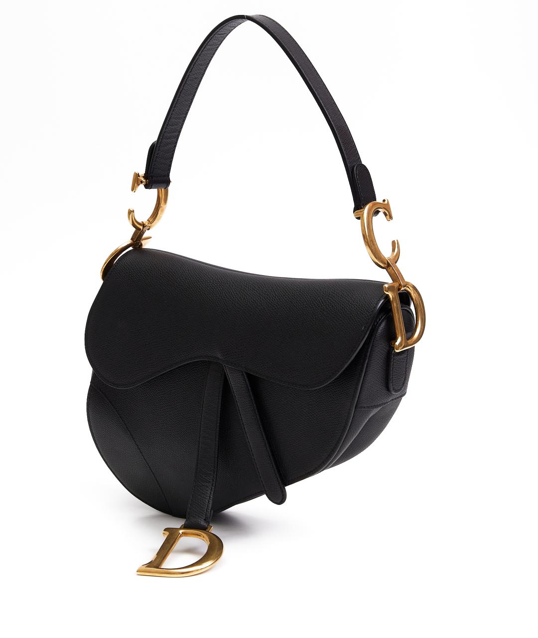 CHRISTIAN DIOR Черная кожаная сумка с короткими ручками, фото 2