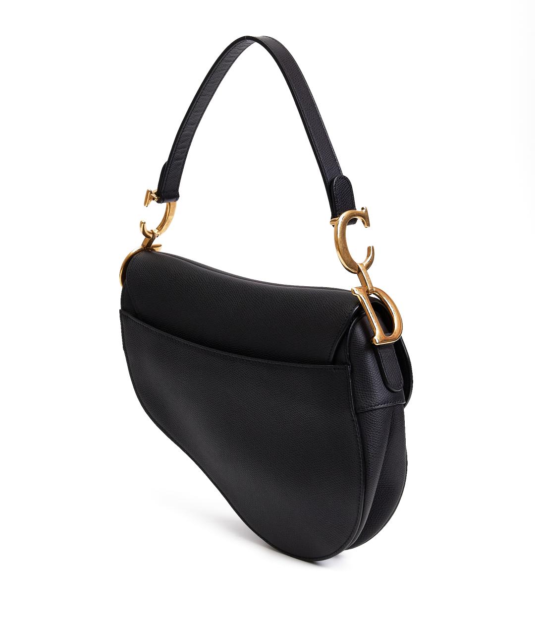 CHRISTIAN DIOR Черная кожаная сумка с короткими ручками, фото 4