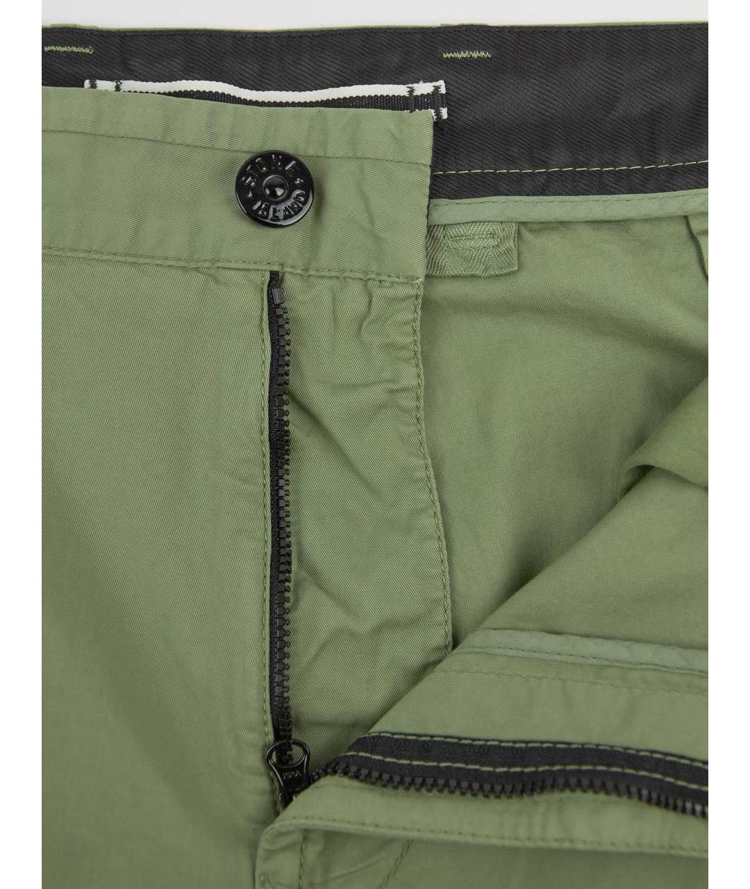 STONE ISLAND Зеленые хлопко-эластановые повседневные брюки, фото 5