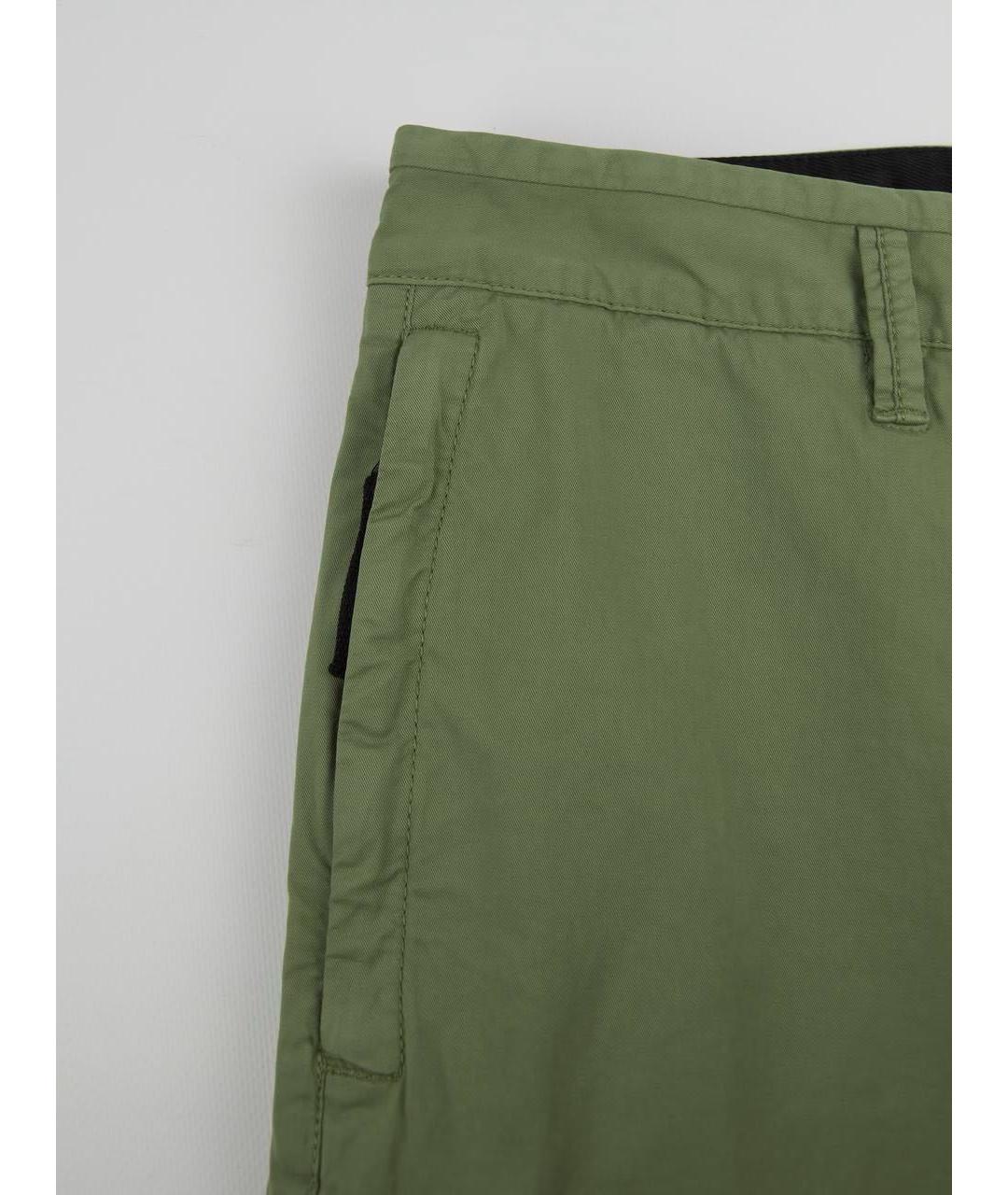STONE ISLAND Зеленые хлопко-эластановые повседневные брюки, фото 4