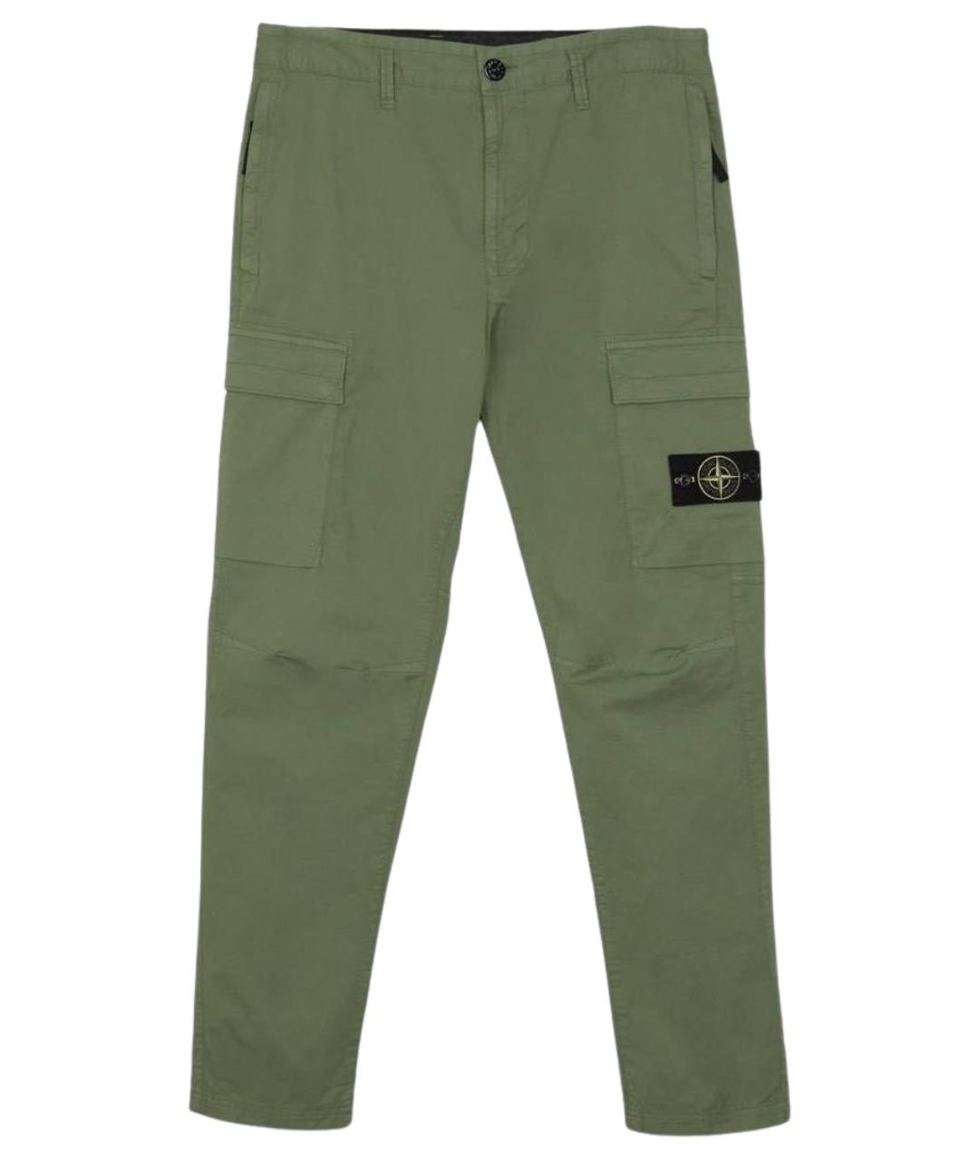 STONE ISLAND Зеленые хлопко-эластановые повседневные брюки, фото 1