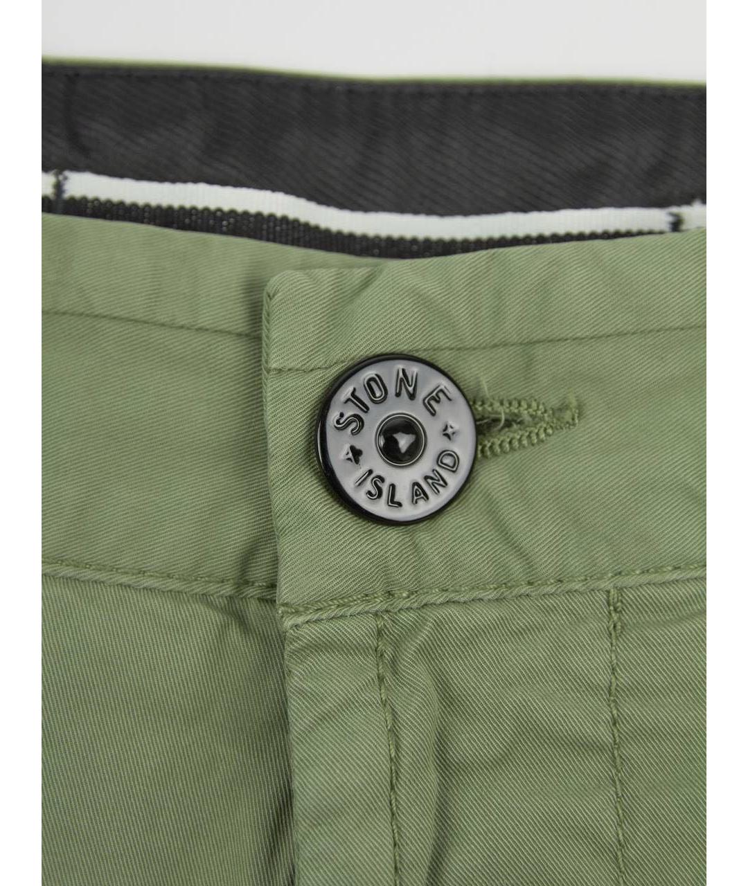 STONE ISLAND Зеленые хлопко-эластановые повседневные брюки, фото 6