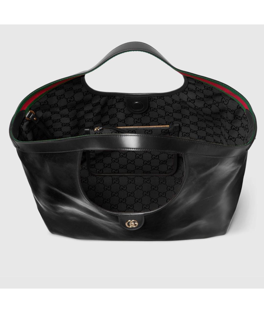 GUCCI Черная кожаная сумка тоут, фото 2