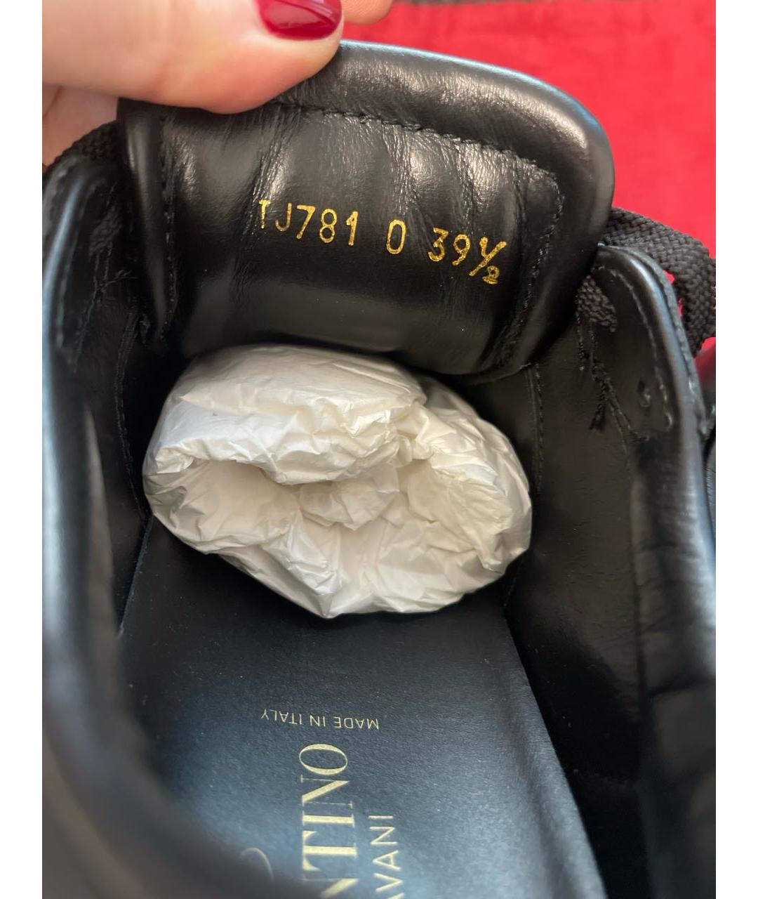 VALENTINO Черные кожаные кроссовки, фото 4