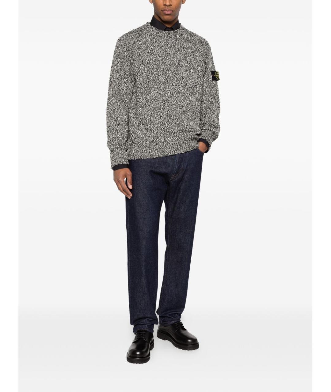 STONE ISLAND Синие хлопковые прямые джинсы, фото 3