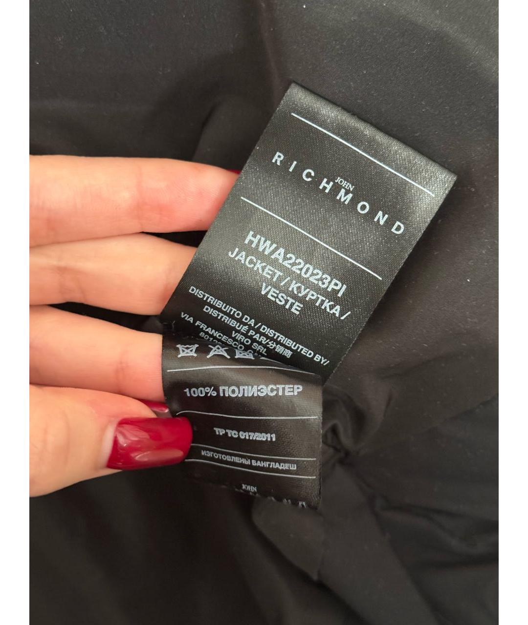 JOHN RICHMOND Черный полиэстеровый пуховик, фото 6