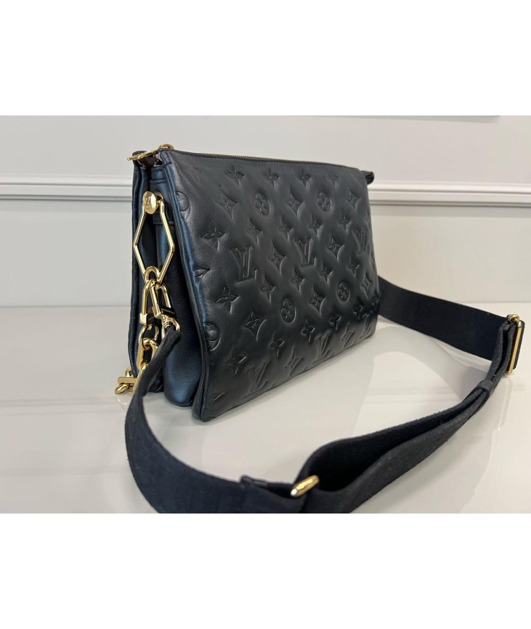 LOUIS VUITTON Черная кожаная сумка через плечо, фото 2