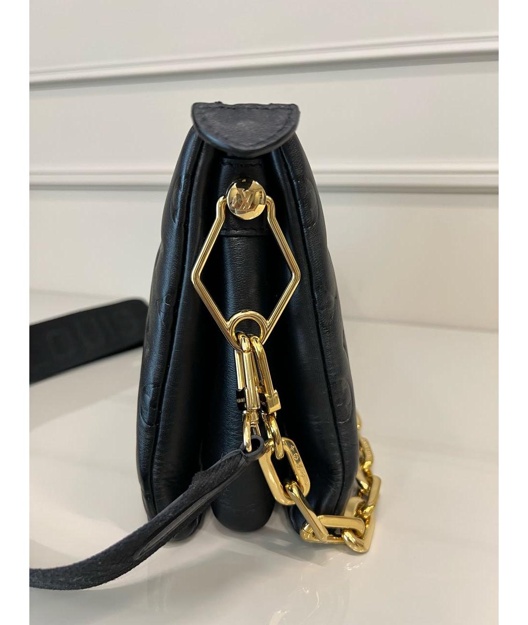 LOUIS VUITTON Черная кожаная сумка через плечо, фото 5