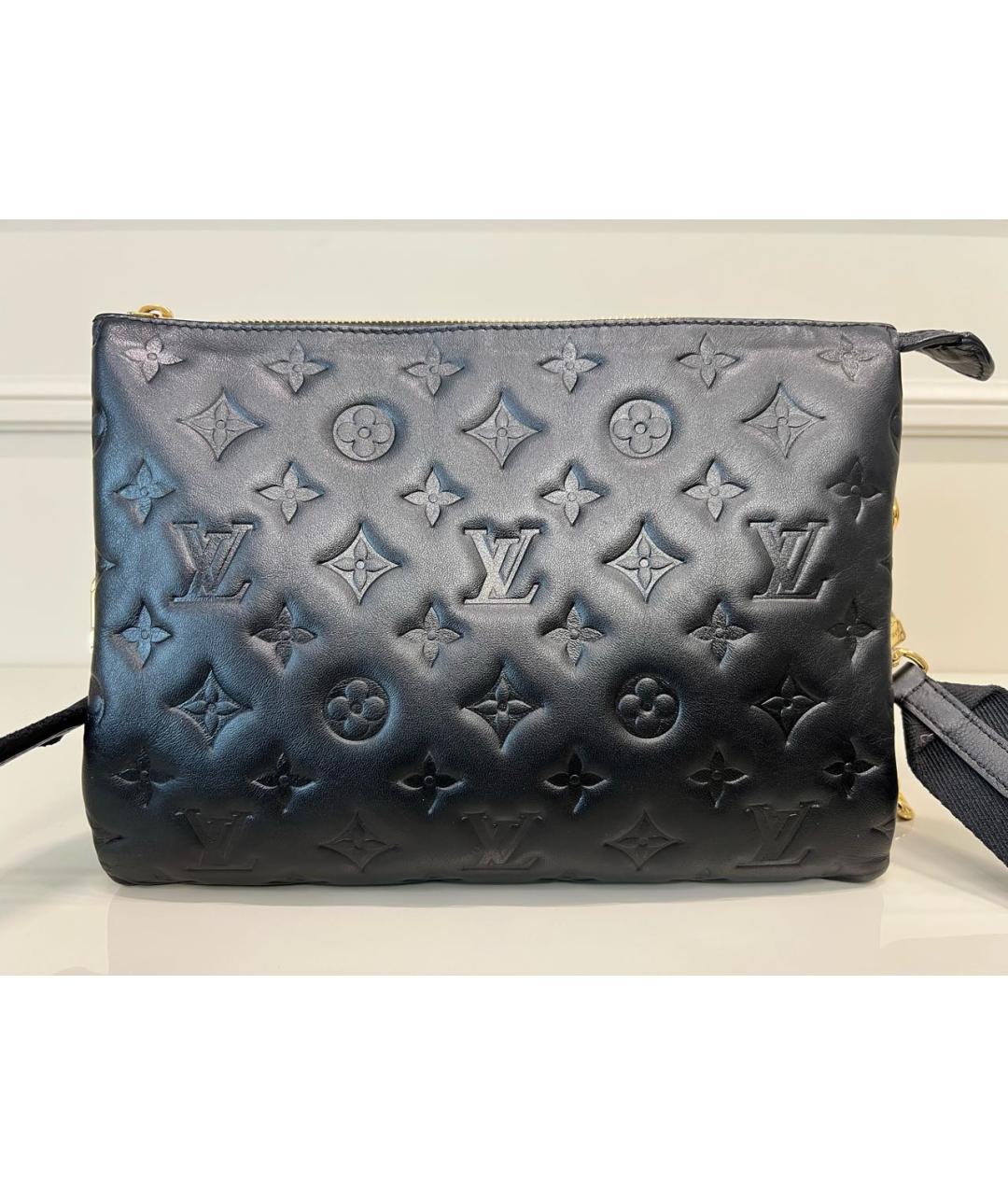 LOUIS VUITTON Черная кожаная сумка через плечо, фото 3