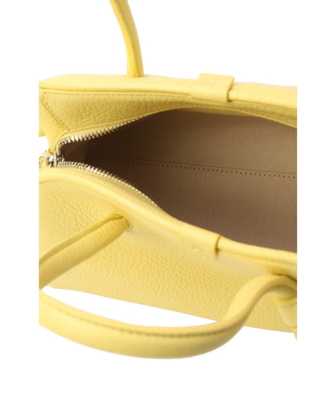 JACQUEMUS Желтая кожаная сумка с короткими ручками, фото 3