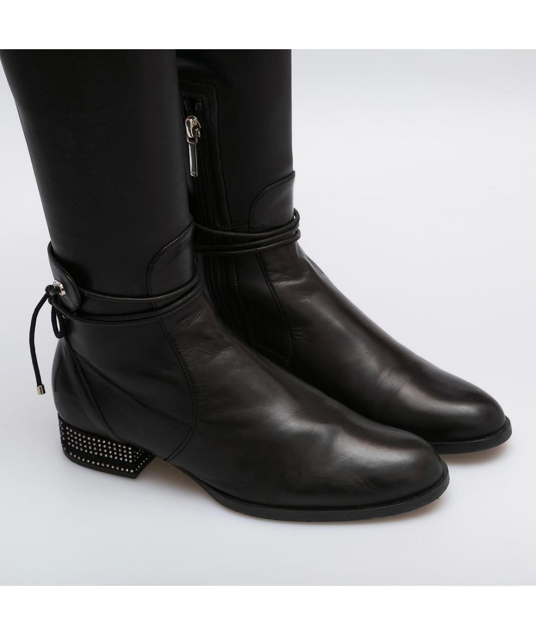 CHRISTIAN DIOR Черные кожаные ботфорты, фото 3