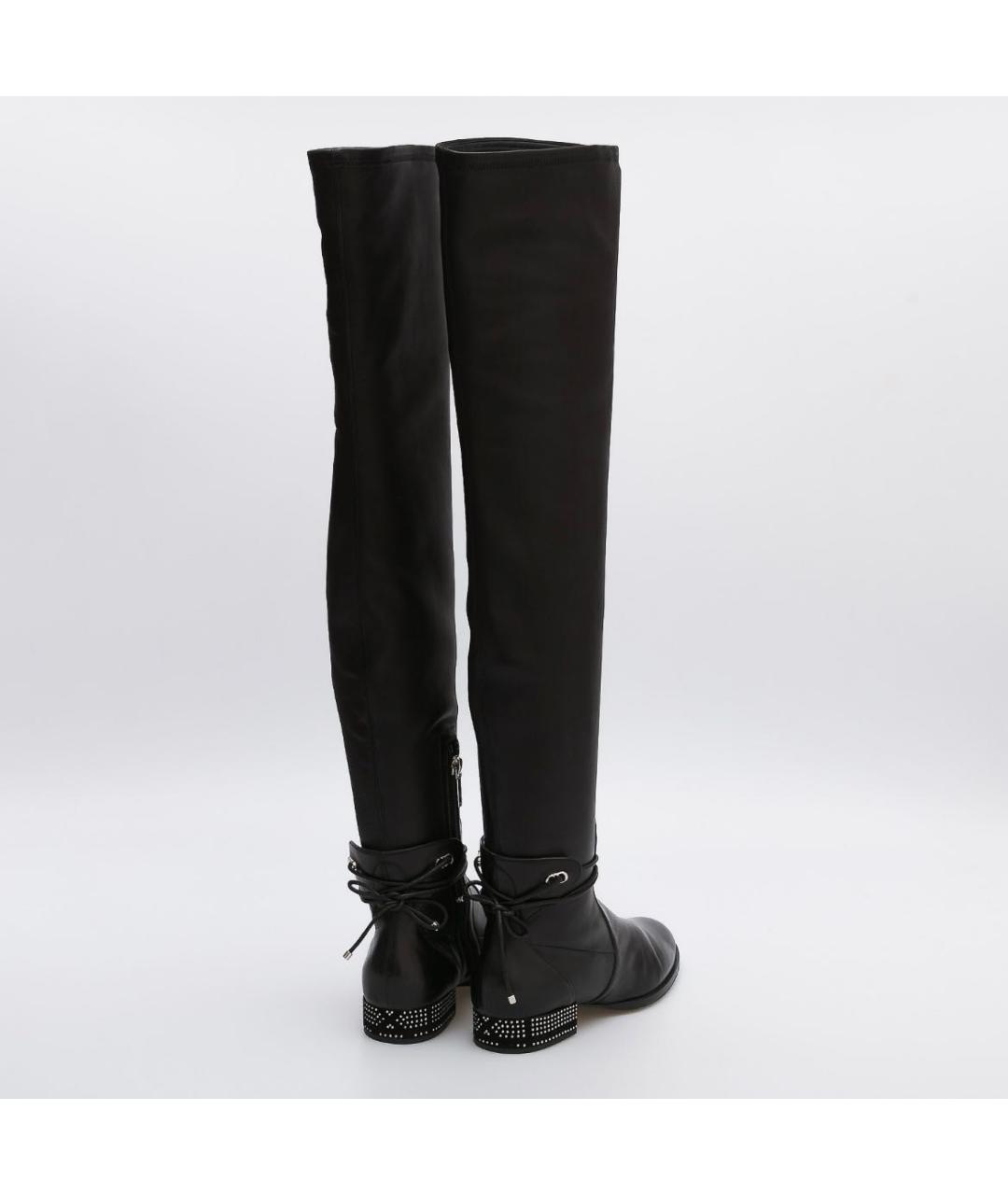CHRISTIAN DIOR Черные кожаные ботфорты, фото 5