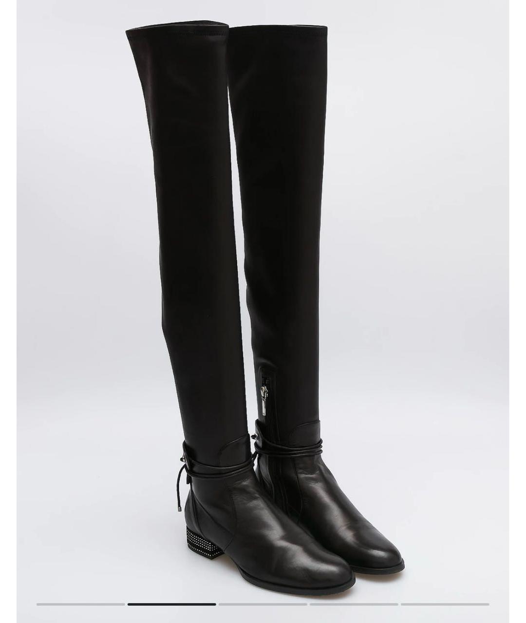 CHRISTIAN DIOR Черные кожаные ботфорты, фото 2