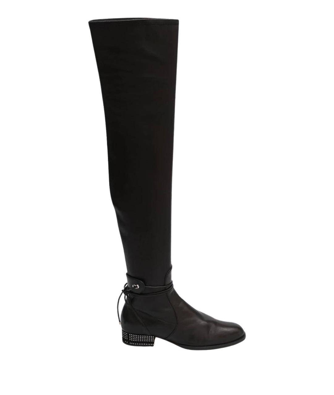 CHRISTIAN DIOR Черные кожаные ботфорты, фото 1