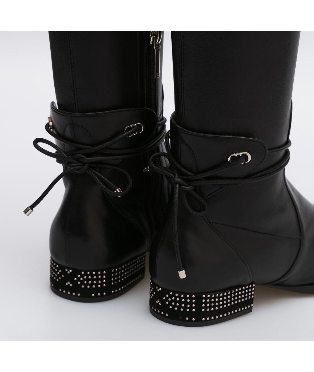 CHRISTIAN DIOR Черные кожаные ботфорты, фото 7