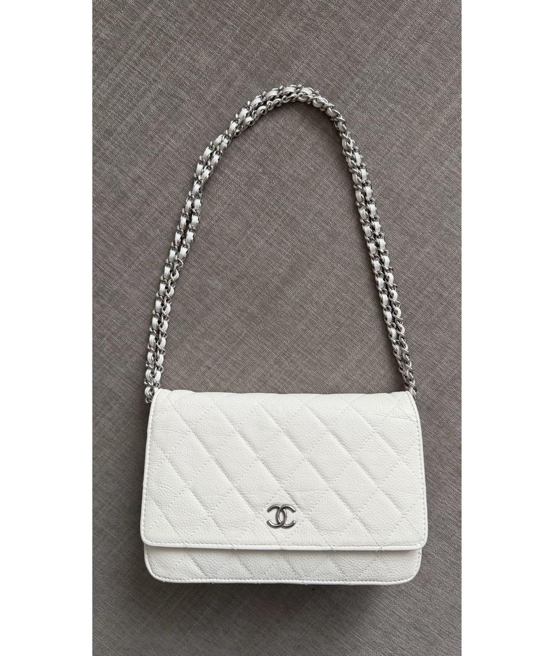 CHANEL Белая кожаная сумка через плечо, фото 9