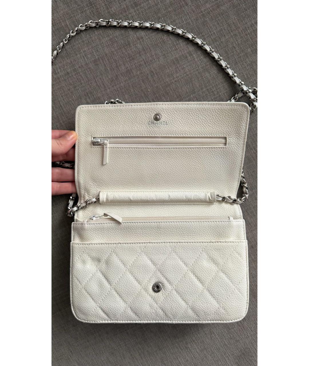 CHANEL Белая кожаная сумка через плечо, фото 3