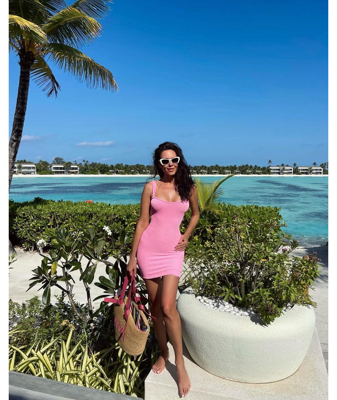 HUNZA G Розовое синтетическое повседневное платье, фото 2