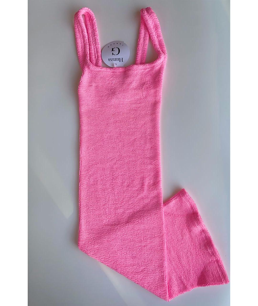 HUNZA G Розовое синтетическое повседневное платье, фото 8