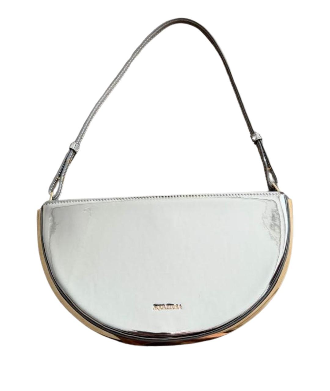 AQUAZZURA Серебряная кожаная сумка с короткими ручками, фото 1