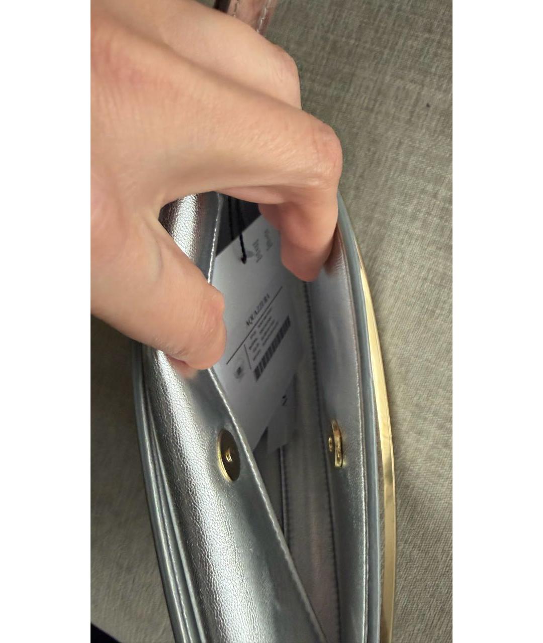 AQUAZZURA Серебряная кожаная сумка с короткими ручками, фото 4