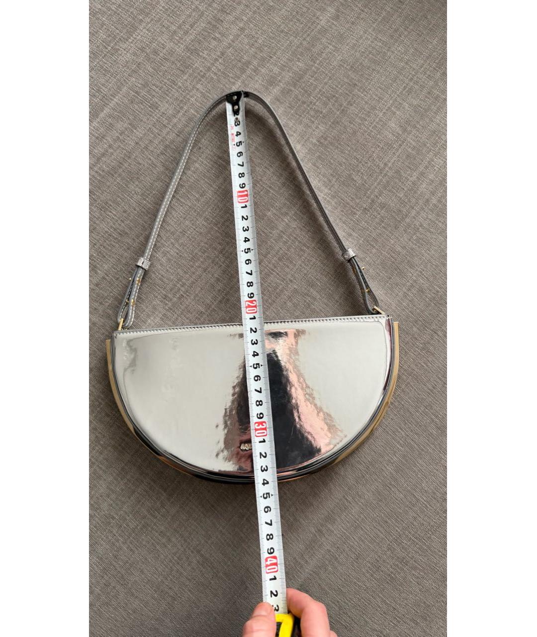 AQUAZZURA Серебряная кожаная сумка с короткими ручками, фото 7