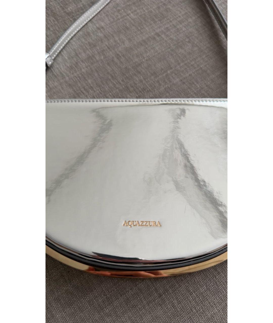 AQUAZZURA Серебряная кожаная сумка с короткими ручками, фото 8