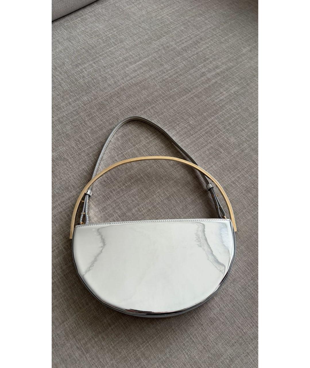 AQUAZZURA Серебряная кожаная сумка с короткими ручками, фото 3