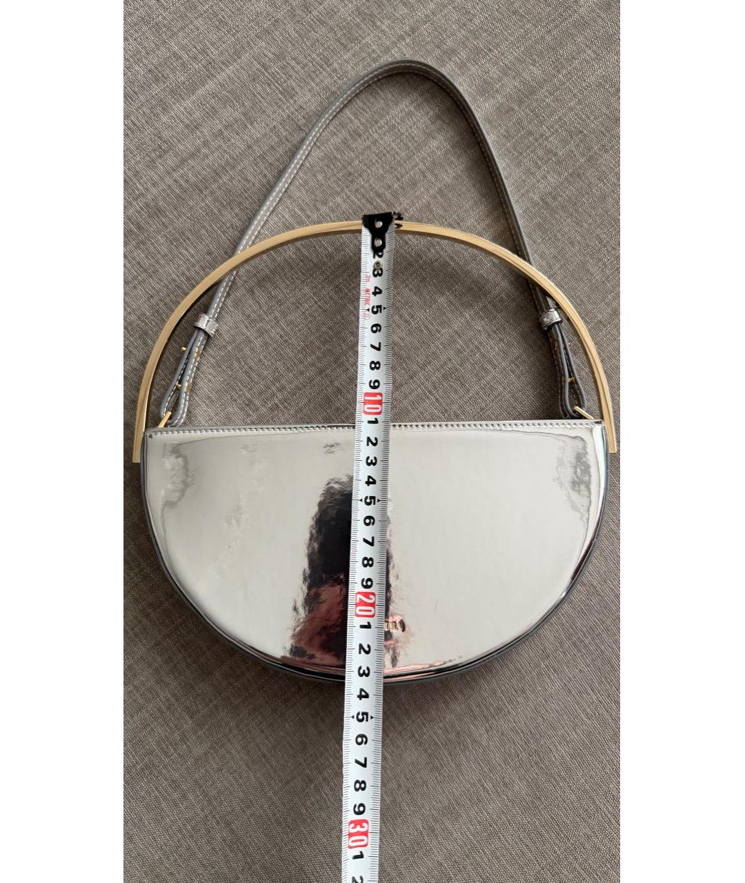 AQUAZZURA Серебряная кожаная сумка с короткими ручками, фото 6