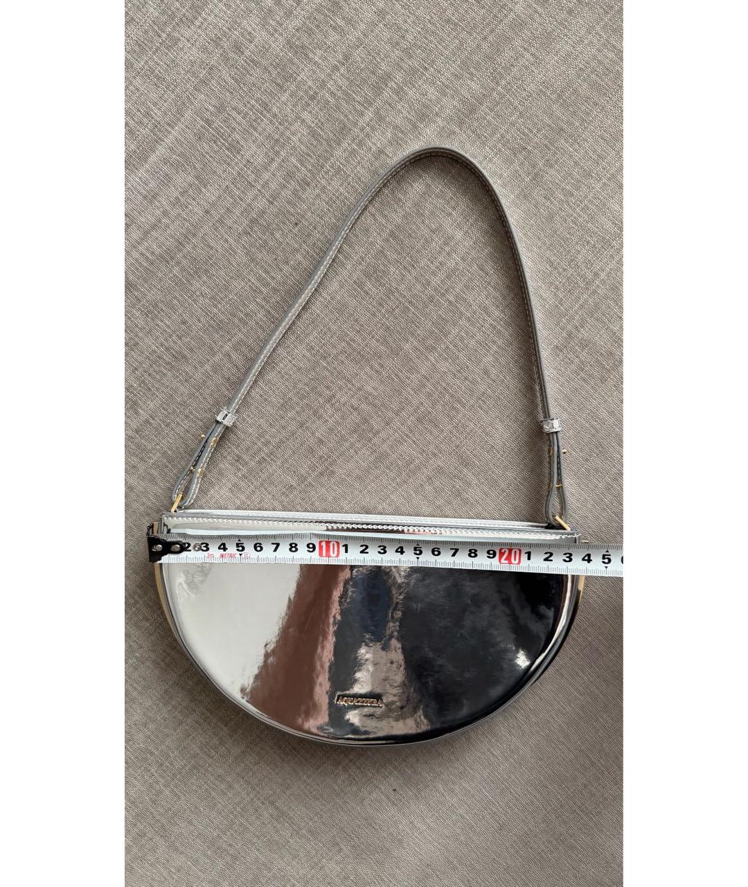 AQUAZZURA Серебряная кожаная сумка с короткими ручками, фото 5