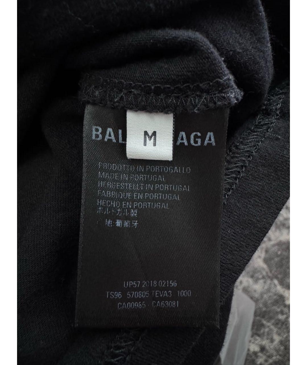 BALENCIAGA Черная хлопковая футболка, фото 5