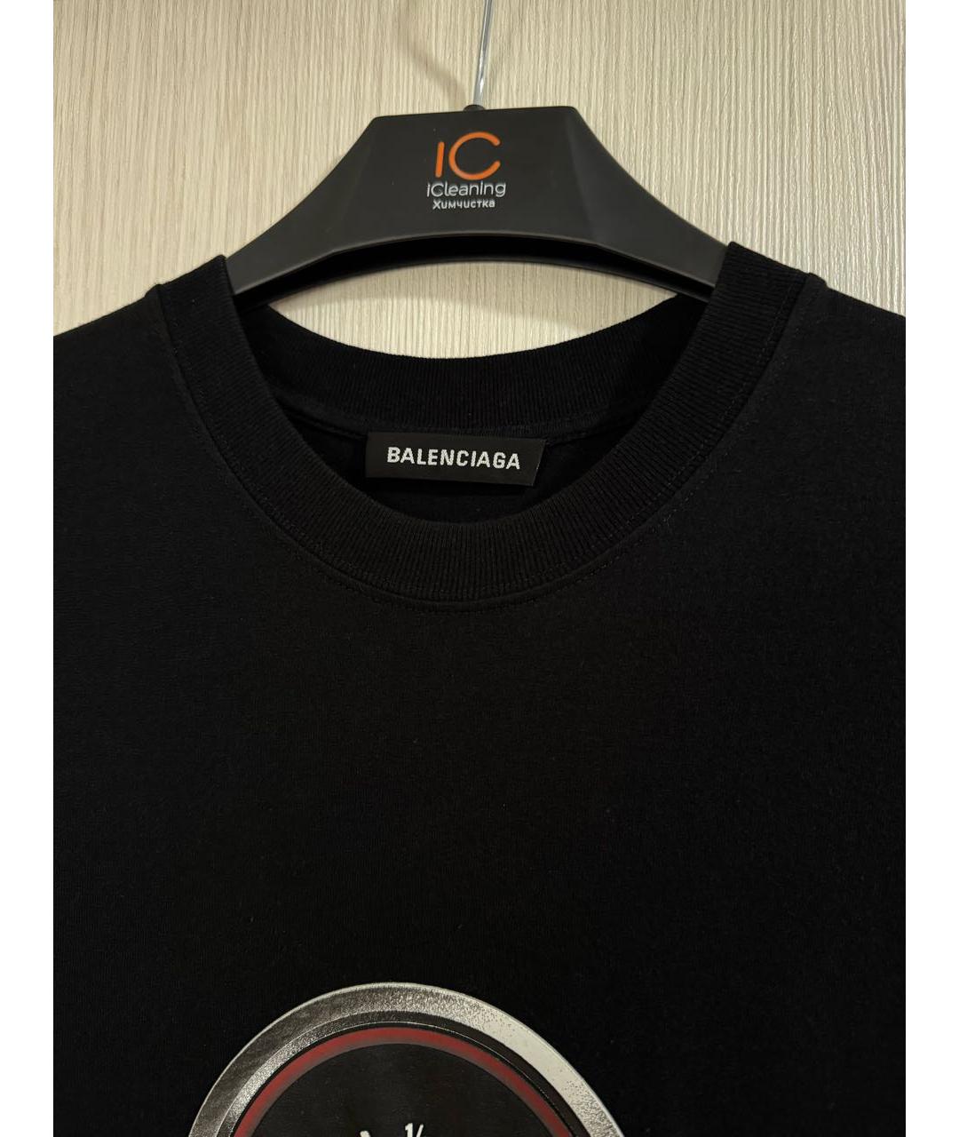 BALENCIAGA Черная хлопковая футболка, фото 3