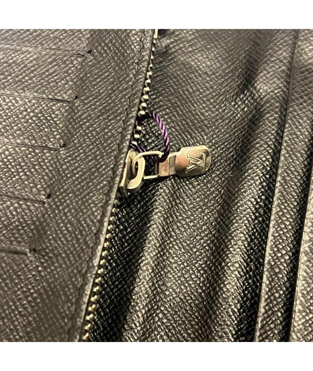 LOUIS VUITTON Черный кожаный кошелек, фото 5