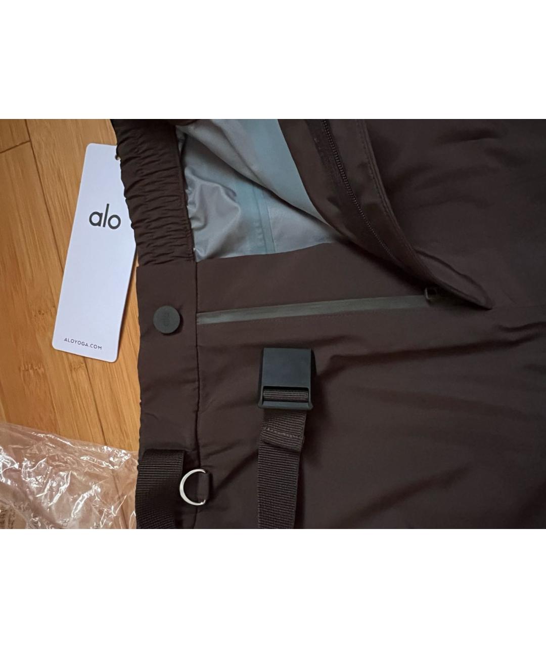 ALO YOGA Коричневые полиамидовые спортивные брюки и шорты, фото 4