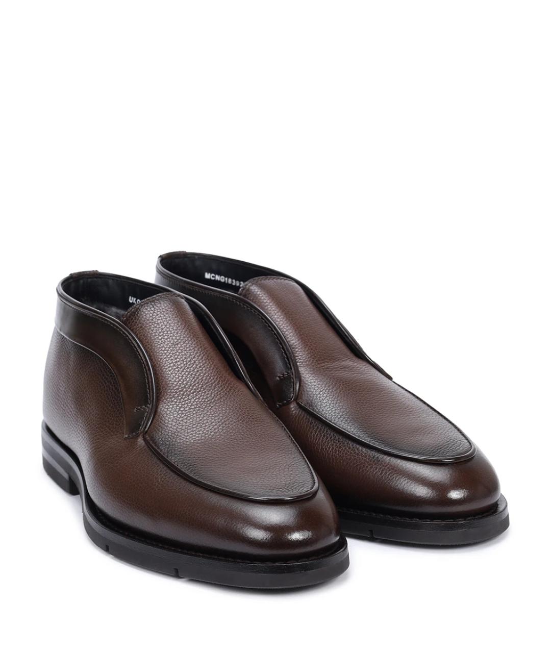 SANTONI Коричневые кожаные низкие ботинки, фото 2