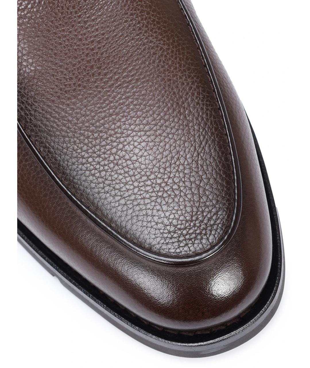 SANTONI Коричневые кожаные низкие ботинки, фото 5