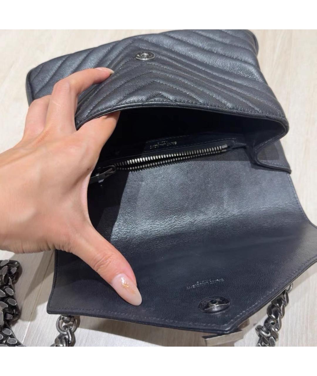 SAINT LAURENT Черная кожаная сумка через плечо, фото 5