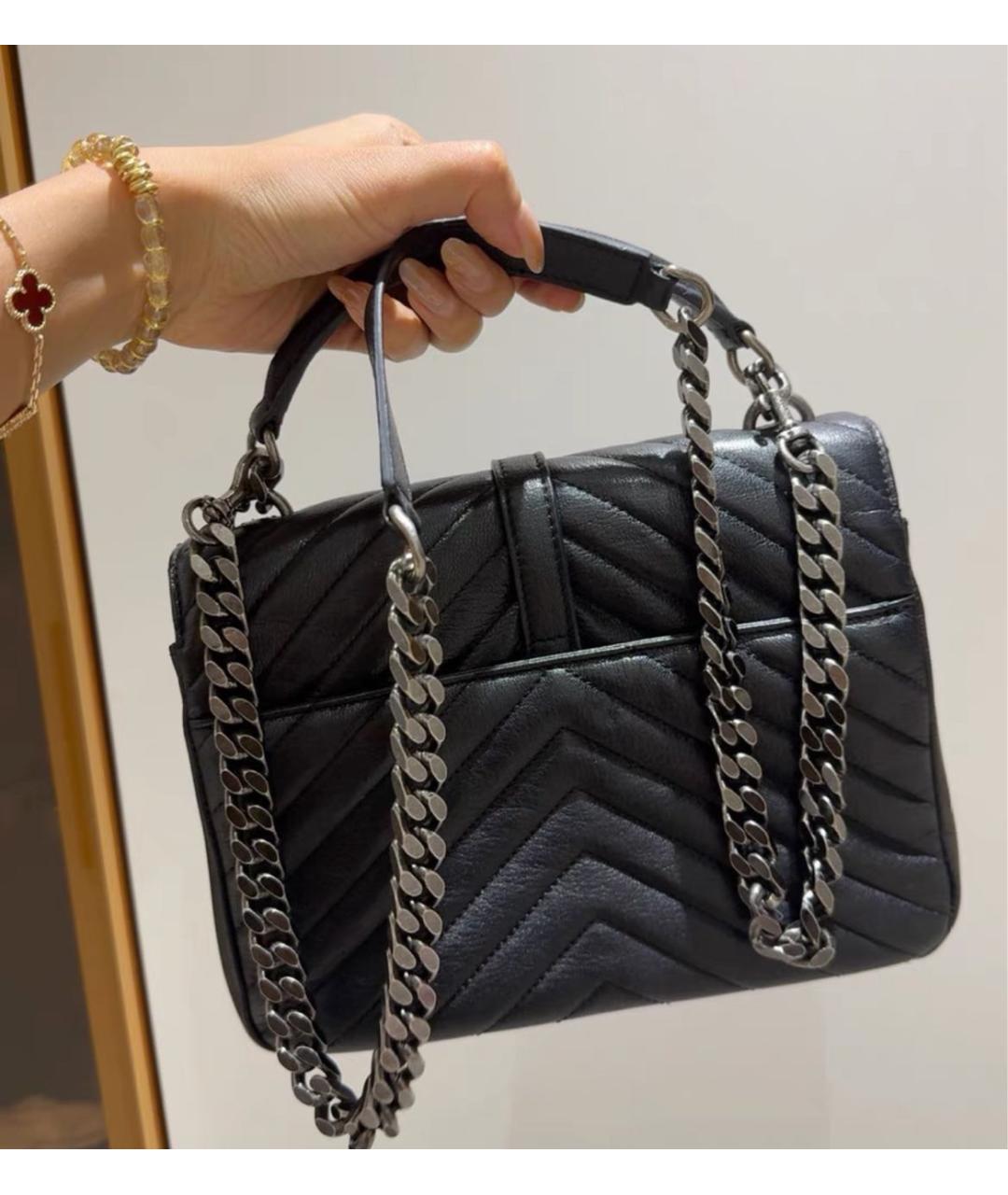 SAINT LAURENT Черная кожаная сумка через плечо, фото 3