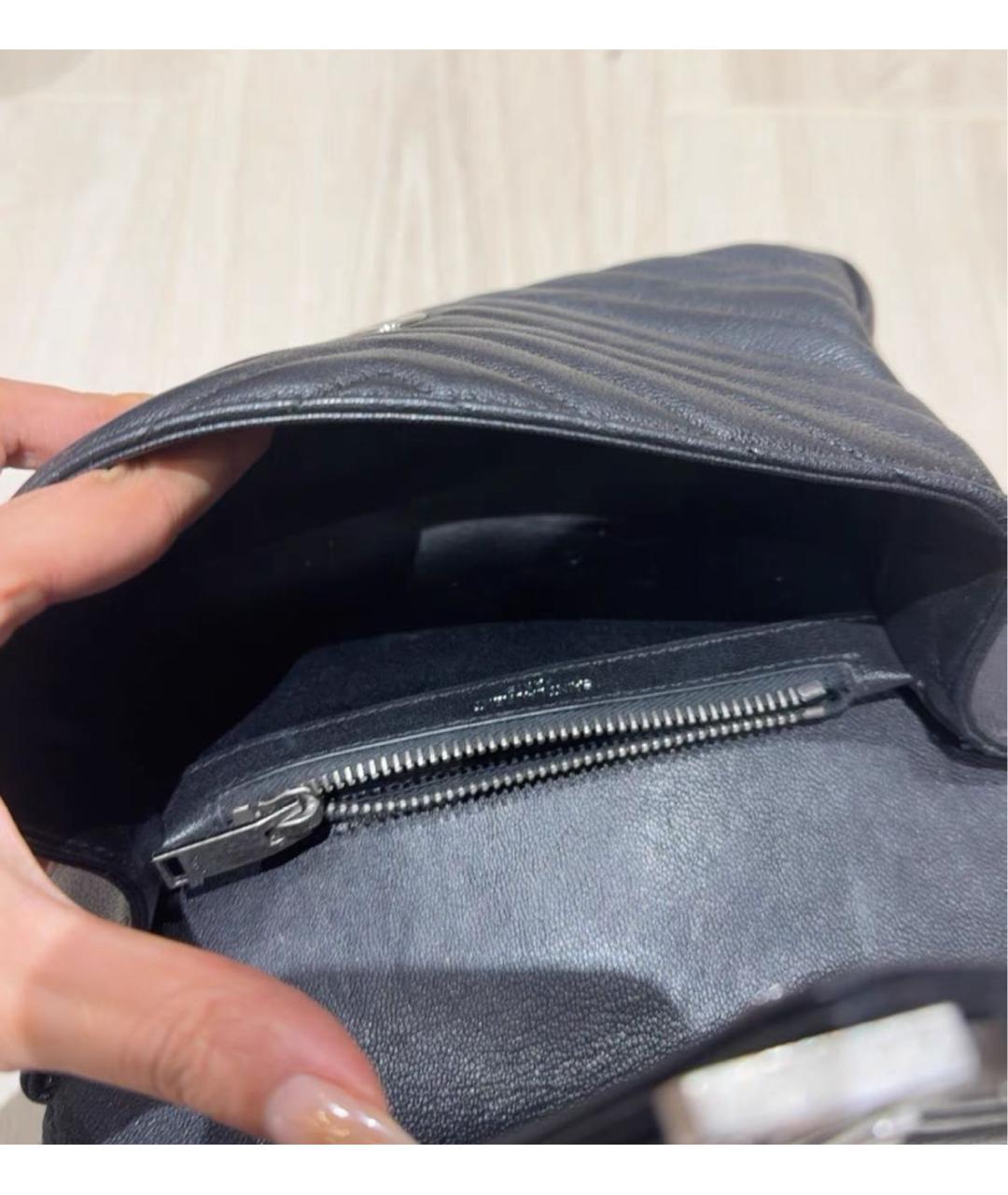 SAINT LAURENT Черная кожаная сумка через плечо, фото 4