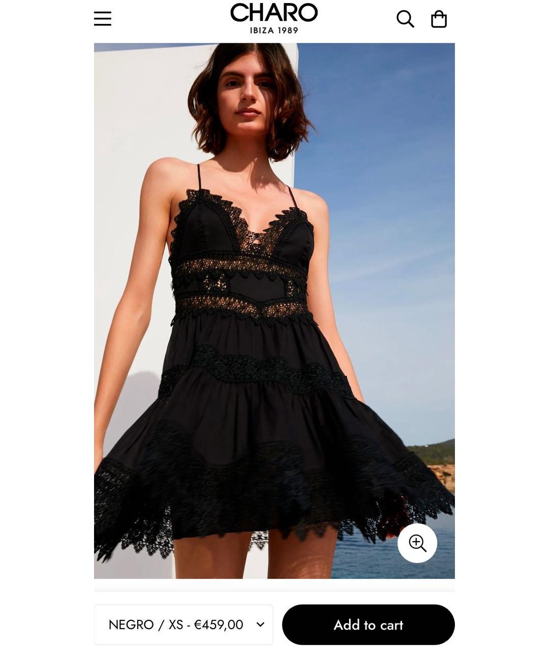 CHARO RUIZ Черный хлопковый сарафан, фото 8