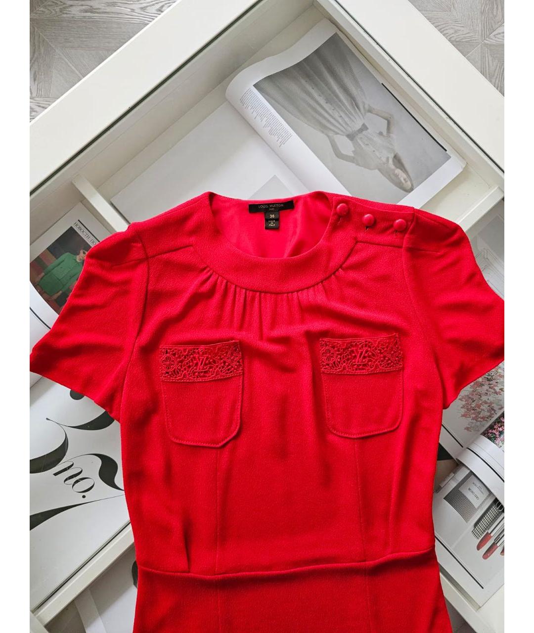 LOUIS VUITTON Красное вискозное повседневное платье, фото 2